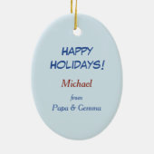 Snowman und Friends Retro Weihnachten Keramik Ornament (Hinten)