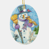 Snowman und Friends Retro Weihnachten Keramikornament (Hinten)