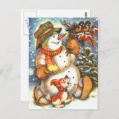 Snowman und Hund Postkarte (Vorne/Hinten)