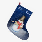 Snowman und Hund - Westie Großer Weihnachtsstrumpf (Vorderansicht (hängend))