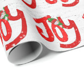 Snowman und Joy on Wood Geschenkpapier (Rolleneckpunkt)