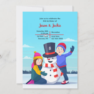 Snowman und Kindergeburtstag Party Einladung