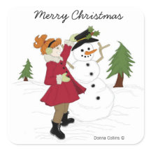Snowman und Little Girl Sticker