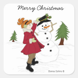 Snowman und Little Girl Sticker