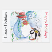 SNOWMAN UND PENGUIN'S SERENADE Christmas Wrapping Geschenkpapier Set (Vorderseite)
