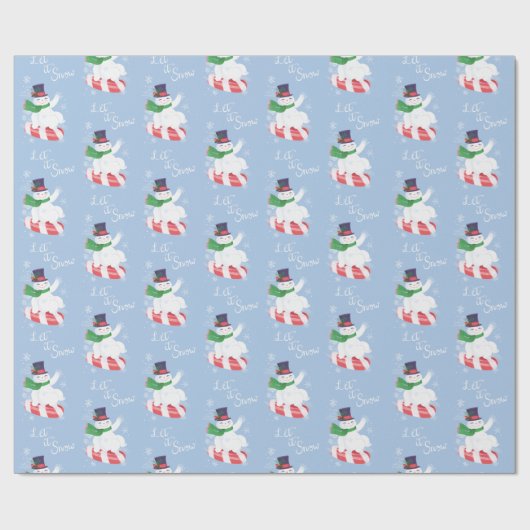 Snowman und Peppermint Blue Geschenkpapier (Flach)