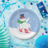 Snowman und Peppermint Blue Pappteller (Party)