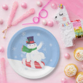 Snowman und Peppermint Blue Pappteller (Party)