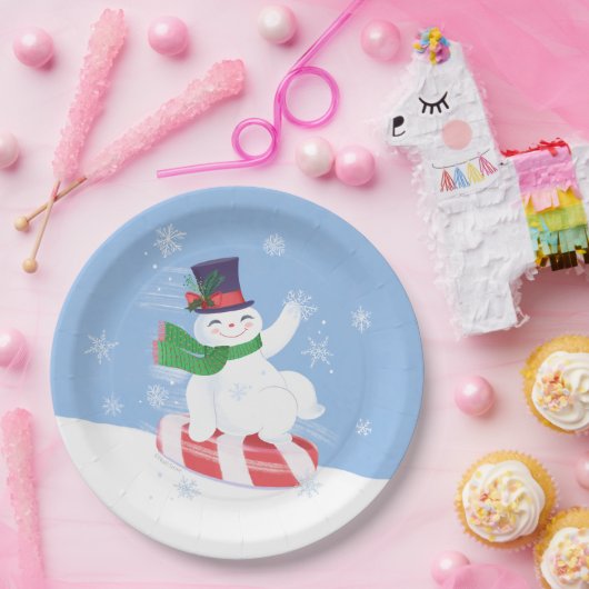 Snowman und Peppermint Blue Pappteller (Party)