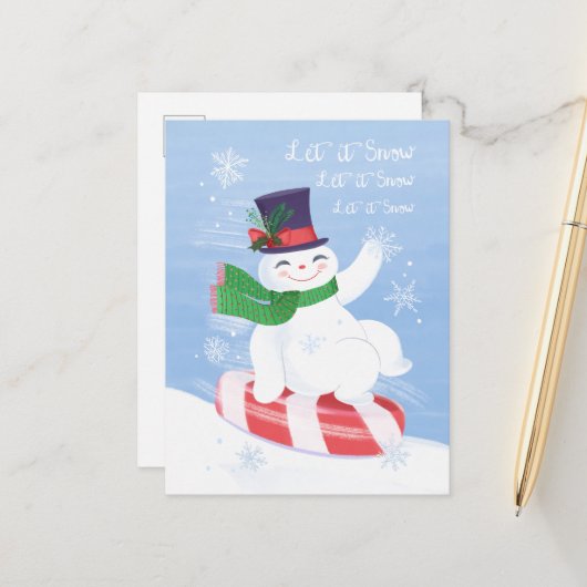 Snowman und Peppermint Postcard Postkarte (Vorderseite/Rückseite Beispiel)