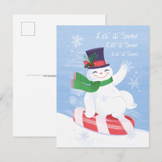 Snowman und Peppermint Postcard Postkarte (Vorne/Hinten)