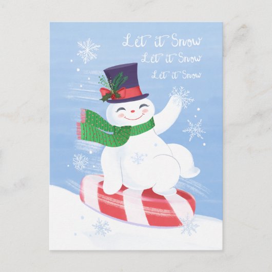 Snowman und Peppermint Postcard Postkarte (Vorderseite)