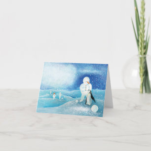 Snowman und Pinguin Illustration Karte