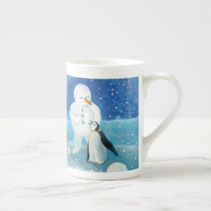 Snowman und Pinguin Illustration Porzellantasse