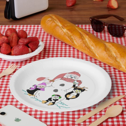 Snowman und Pinguin Paper Tellers Pappteller (Picknick)