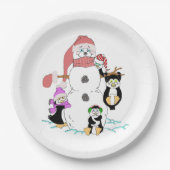Snowman und Pinguin Paper Tellers Pappteller (Vorderseite)