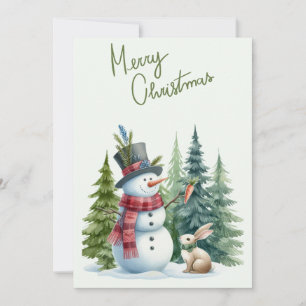 Snowman und Rabbit Frohe Weihnachtskarte Feiertagskarte