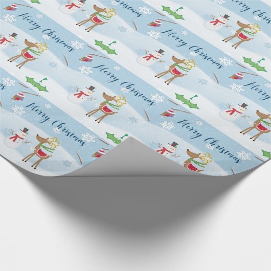 Snowman und Reindeer Geschenkpapier (Ecke)