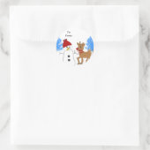 Snowman und Reindeer Runder Aufkleber (Tasche)