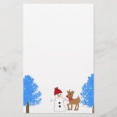 Snowman und Rentier mit Frostischen Bäumen Briefpapier (Vorderseite)