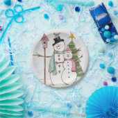 SnowMan und SnowLady Zusammen im Zauber Pappteller (Party)