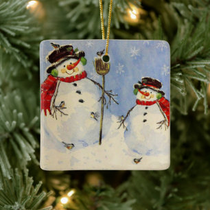 Snowman und Son Keramikornament