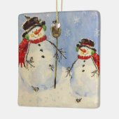 Snowman und Son Keramikornament (Links)