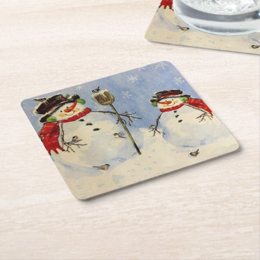 Snowman und Son Rechteckiger Pappuntersetzer (angewinkelt)
