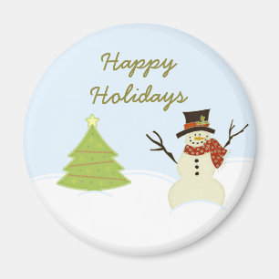 Snowman und Tree Christmas Magnet
