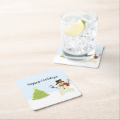 Snowman und Tree Rechteckiger Pappuntersetzer (Vor Ort)