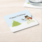 Snowman und Tree Rechteckiger Pappuntersetzer (angewinkelt)