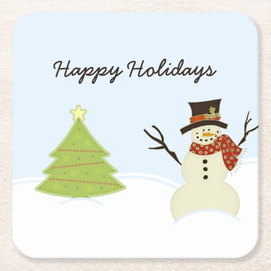 Snowman und Tree Rechteckiger Pappuntersetzer (Vorderseite)