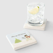 Snowman und Tree Steinuntersetzer (Seitenansicht)