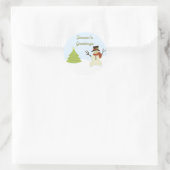 Snowman und Tree Weihnachtskleber Runder Aufkleber (Tasche)