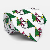 Snowman-und Weihnachtsbaum-Krawatte Krawatte (Gerollt)
