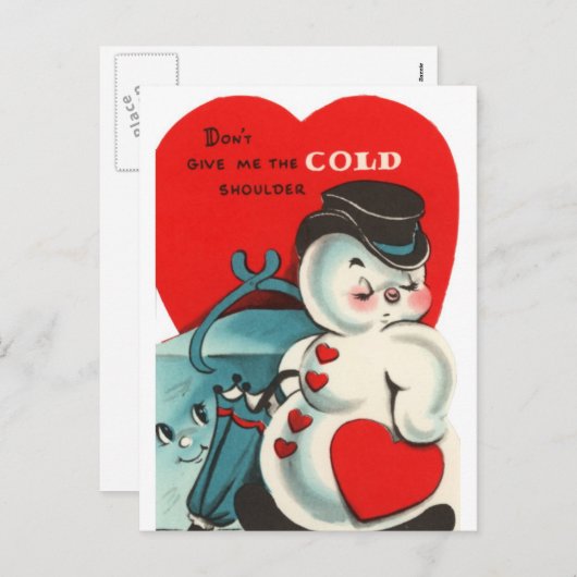 Snowman Valentine Card Feiertagspostkarte (Vorne/Hinten)