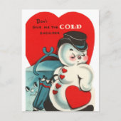 Snowman Valentine Card Feiertagspostkarte (Vorderseite)