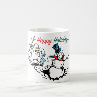 Snowman-Verfolgungs-glückliche Feiertags-Tasse Kaffeetasse