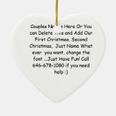 Snowman-verheiratete Paar-erstes Weihnachten Keramikornament (Hinten)