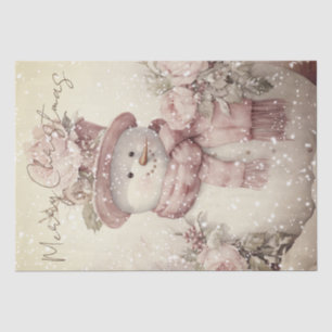 Snowman Vintag Pastell Pink Winter Weihnachten Seidenpapier