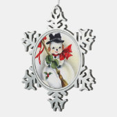 Snowman Vintag Pewter Snowflake Ornament (Rechts)