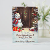 Snowman Vintage Christmas Scene Card Karte (Stehend Vorderseite)
