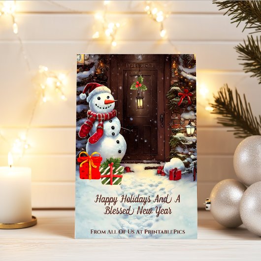 Snowman Vintage Christmas Scene Card Karte