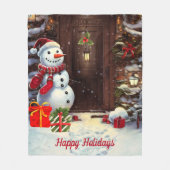 Snowman Vintage Christmas Scene Fleece Blanket (Vorderseite)