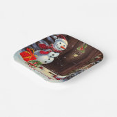 Snowman Vintage Christmas Scene Pappteller (Gewinkelt)