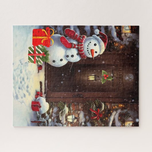Snowman Vintage Weihnachten Puzzle (Horizontal)