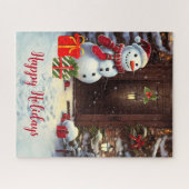 Snowman Vintage Weihnachtsgrüße Puzzle (Horizontal)