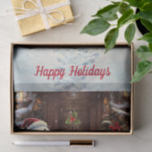 Snowman Vintage Weihnachtszene Tissue Paper Seidenpapier (Geschenk)