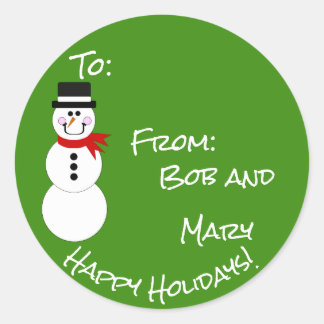 Snowman von Happy Holidays Geschenksticker Runder Aufkleber