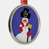 Snowman von VictoriaShaylee Silbernes Ornament (Rechts)